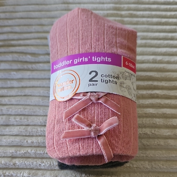 Wonder Nation. Cotton Tights for Girls. 2 Pair. Size 6-18 Months. NWT. - Picture 1 of 5